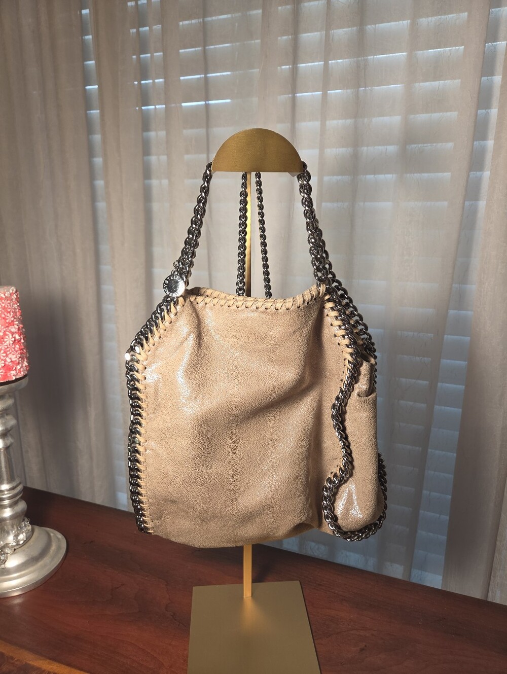 Stella McCartney Shaggy Deer Falabella Shoulder Bag in Beige
